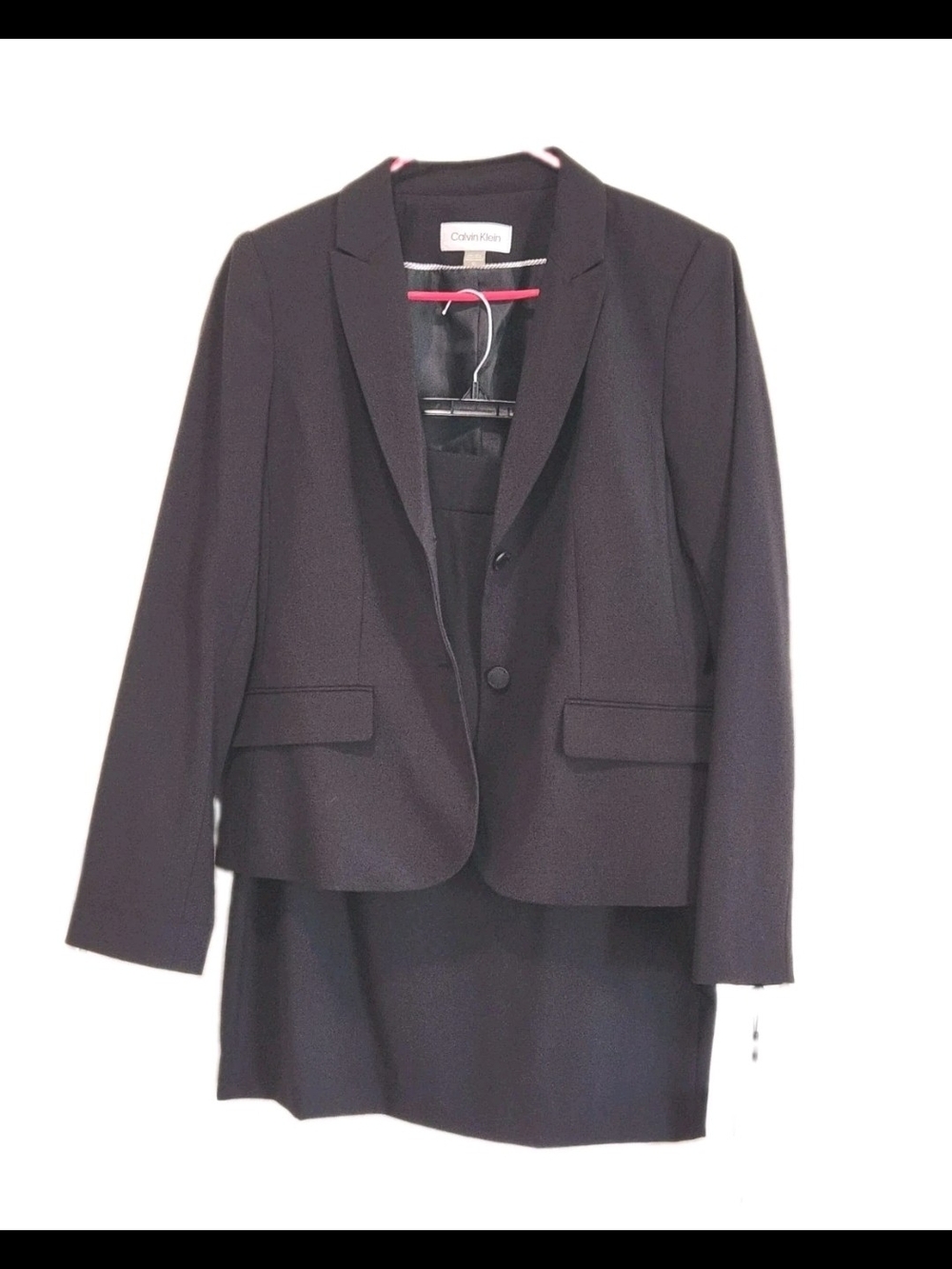 Calvin Klein Black 2-Piece Skirt Suit Set Blazer & Pencil Skirt Size 10 NWT